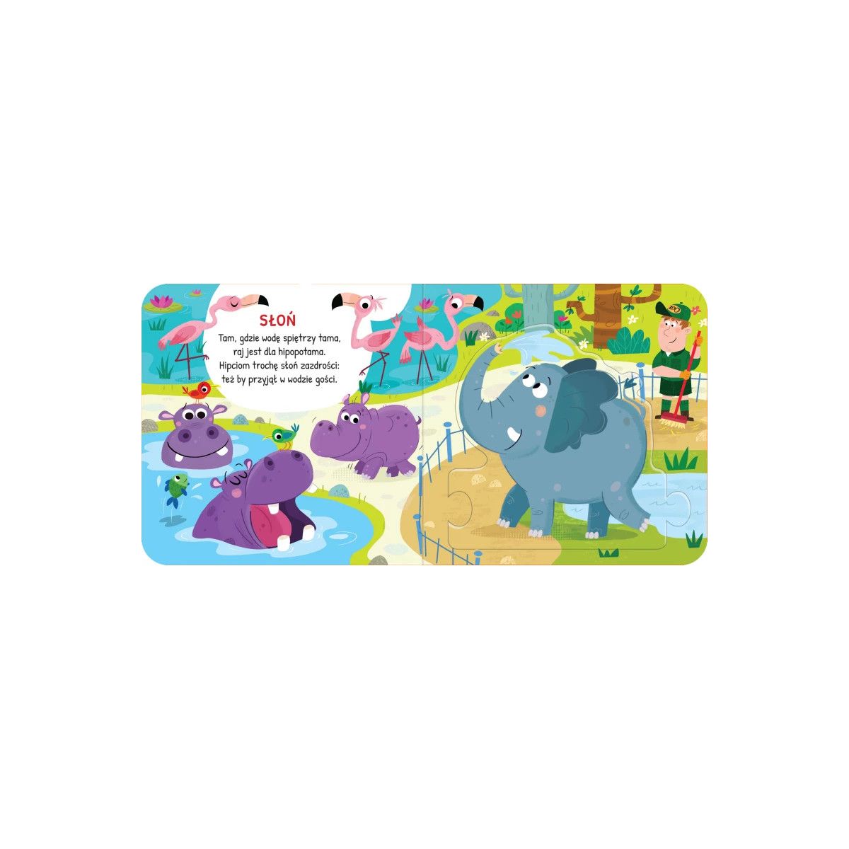 Książka dla dzieci Zwierzęta w zoo. Duże puzzle Aksjomat