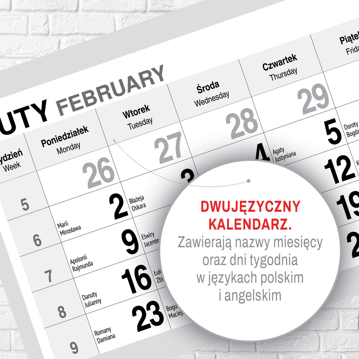 Kalendarz ścienny PREMIUM trójdzielny A4 Press (PIES)