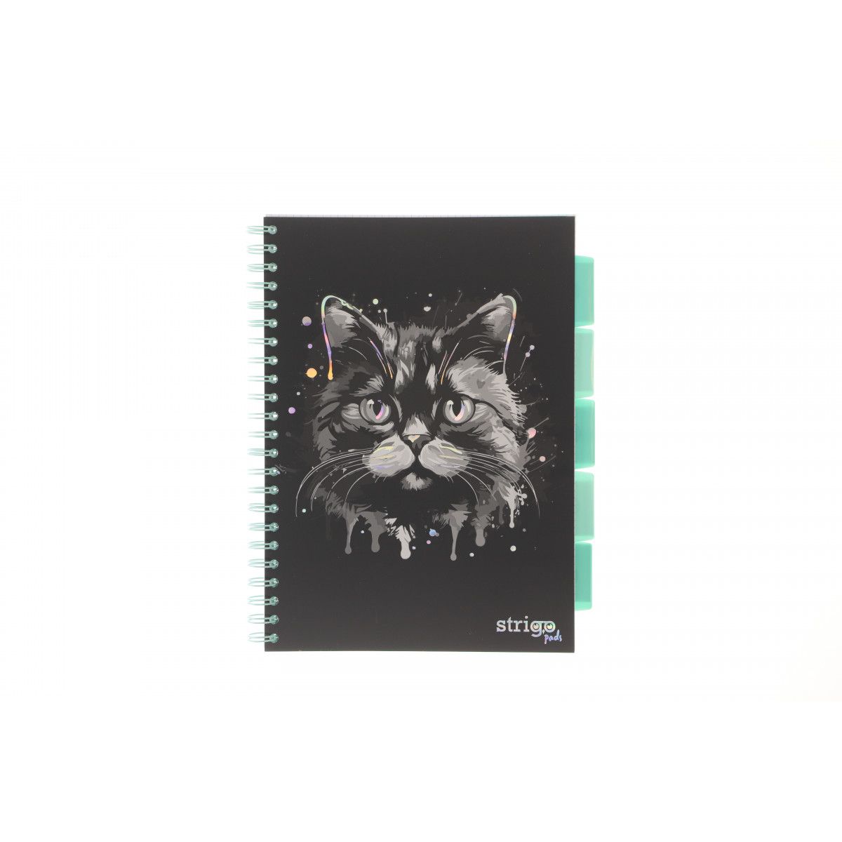 Kołozeszyt (kołobrulion) Strigo ANIMALS CZARNY A4 100k. 80g krata (PADS019)