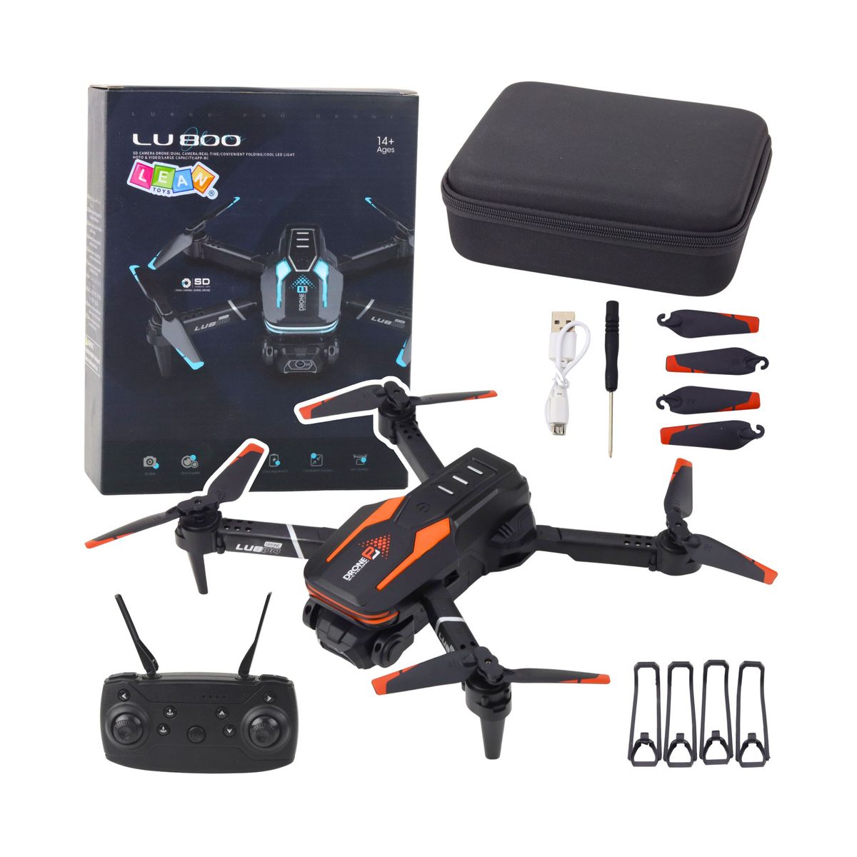 Dron Zdalnie Sterowany LU800 Kamera Światła LED Niebieski Lean (23097)