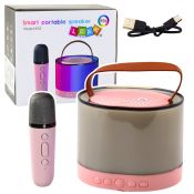 Mikrofon zabawkowy Lean Zestaw Do Karaoke Głośnik Mikrofon Bezprzewodowy K52 RGB Bluetooth Różowy (24546)
