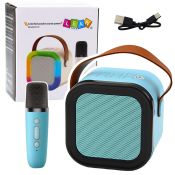 Mikrofon zabawkowy Lean Zestaw Karaoke Głośnik Mikrofon Bezprzewodowy K12 RGB Bluetooth Niebieski (24549)